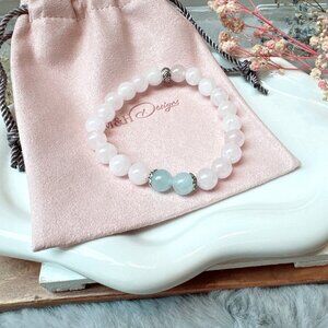 8mm Rose Quartz and Aquamarine Stretch Bracelet